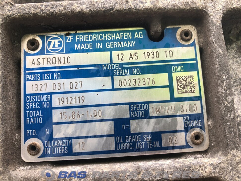 ZF CF Euro 6 DAF 12AS1930 TD AS Tronic Versnellingsbak 1833727 - Gearbox for Truck: picture 5 ZF CF Euro 6 DAF 12AS1930 TD AS Tronic Versnellingsbak 1833727 - Gearbox for Truck: picture 5