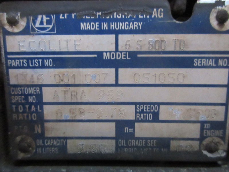 DAF 1700557/6S800TO RATIO 6.58-078 DAF LF EURO 5 - Gearbox for Truck: picture 5 DAF 1700557/6S800TO RATIO 6.58-078 DAF LF EURO 5 - Gearbox for Truck: picture 5