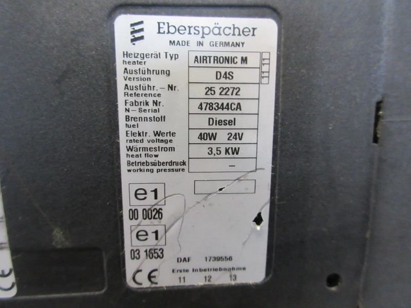 DAF 1739556 STANDKACHEL EBERSPACHER DS4 DAF XF 105 MODEL 2012 - Electrical system for Truck: picture 4 DAF 1739556 STANDKACHEL EBERSPACHER DS4 DAF XF 105 MODEL 2012 - Electrical system for Truck: picture 4