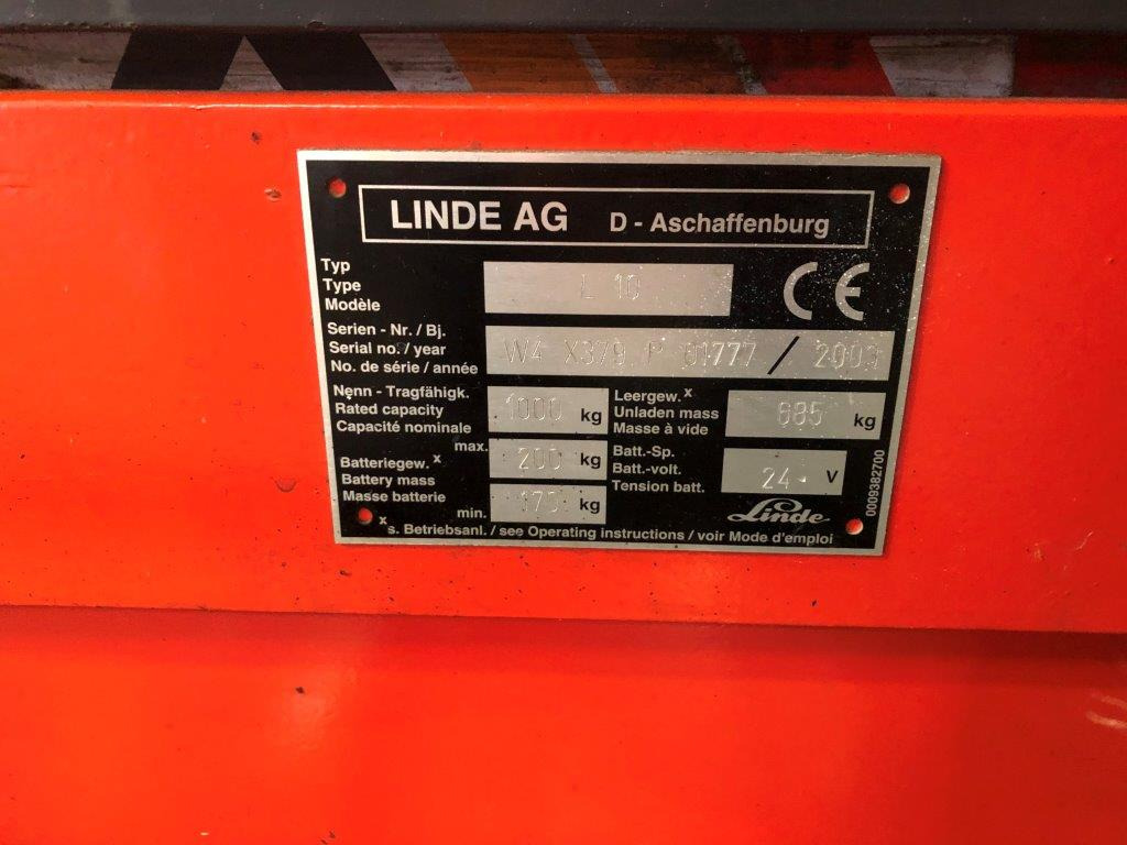 Ant Linde L 10 - high lift truck - stacker - electric pallet truck - pedestrian stacker - Stacker: picture 3 Ant Linde L 10 - high lift truck - stacker - electric pallet truck - pedestrian stacker - Stacker: picture 3