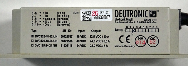 Jungheinrich 50421537 | Deutronic Transformer DVC125-48-12/JH sn.26073770087 - Electrical system for Material handling equipment: picture 5 Jungheinrich 50421537 | Deutronic Transformer DVC125-48-12/JH sn.26073770087 - Electrical system for Material handling equipment: picture 5
