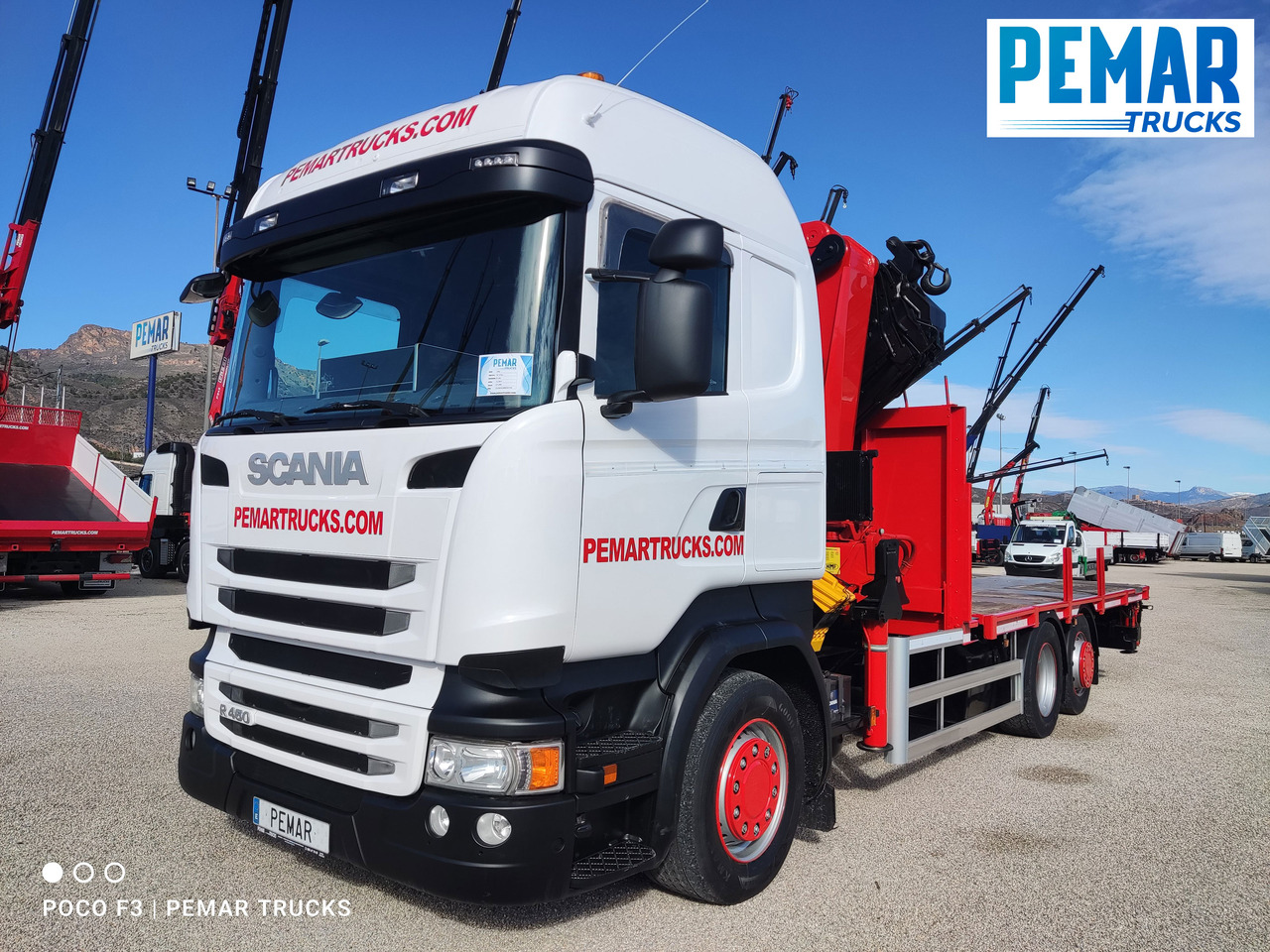 Crane truck SCANIA R 450 6X2 GRUA HMF 5020 K-5 CJA FIJA - BDF - PLATAFORMA EURO 6: picture 12