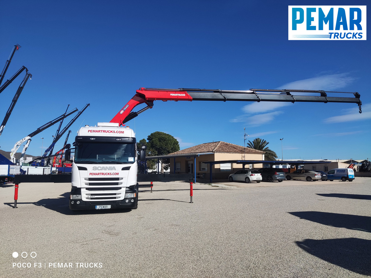 Crane truck SCANIA R 450 6X2 GRUA HMF 5020 K-5 CJA FIJA - BDF - PLATAFORMA EURO 6: picture 9