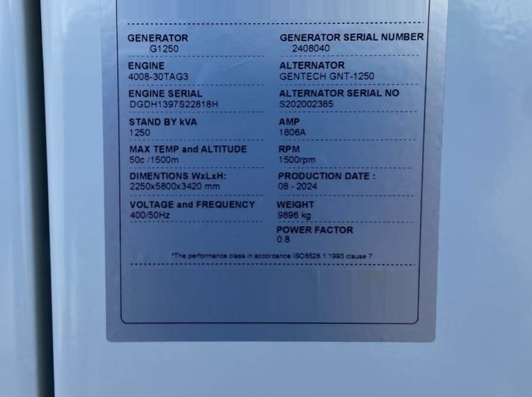 Perkins 4008TAG3 - 1.250 kVA Generator - DPX-21070 - Generator set: picture 4 Perkins 4008TAG3 - 1.250 kVA Generator - DPX-21070 - Generator set: picture 4