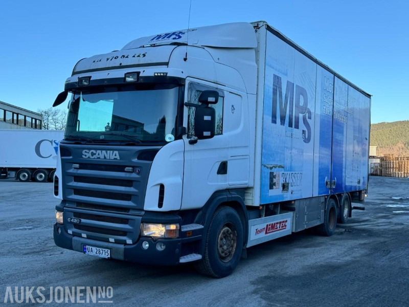 2008 Scania G420 - 6x2 - Full sideåpning - Bakløft - Opti cruise - Retarder Eu godkjent - Box truck: picture 1 2008 Scania G420 - 6x2 - Full sideåpning - Bakløft - Opti cruise - Retarder Eu godkjent - Box truck: picture 1