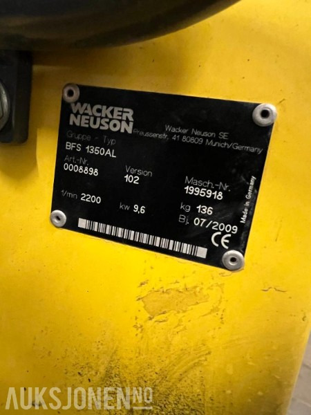 2009 Wacker Neuson BFS 1350AL - Asfalt og betongsag. - Construction equipment: picture 5 2009 Wacker Neuson BFS 1350AL - Asfalt og betongsag. - Construction equipment: picture 5