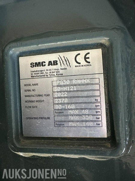 SMC Sorteringsklype med rotasjon EPG30 XDB-2400EP, S80 - Attachment for Construction machinery: picture 5 SMC Sorteringsklype med rotasjon EPG30 XDB-2400EP, S80 - Attachment for Construction machinery: picture 5
