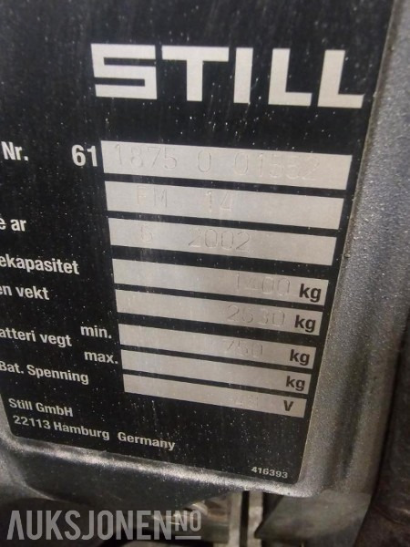 2002 Still Truck - Material handling equipment: picture 3 2002 Still Truck - Material handling equipment: picture 3