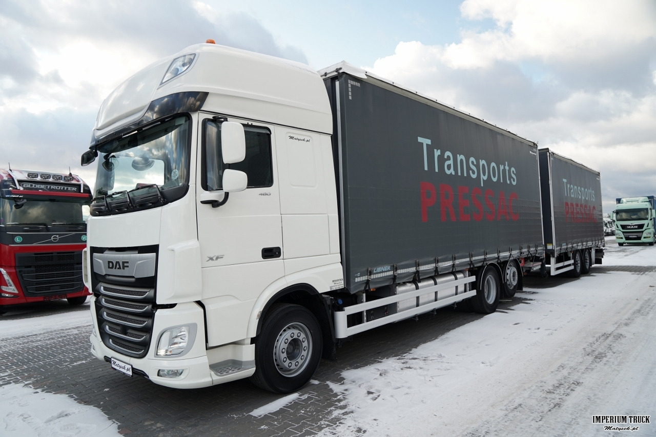 DAF XF 480 / ZESTAW TANDEM / 120 M3 / PRZEJAZDOWY / OŚ PODNOSZONA / OŚ SKRĘTNA / PODŁOGA SZYNA DESKA / WINDA DHOLLANDIA / KLIMA POSTOJOWA / + PRZYCZEPA LECITRAILER / OSIE SAF - Curtain side truck: picture 2 DAF XF 480 / ZESTAW TANDEM / 120 M3 / PRZEJAZDOWY / OŚ PODNOSZONA / OŚ SKRĘTNA / PODŁOGA SZYNA DESKA / WINDA DHOLLANDIA / KLIMA POSTOJOWA / + PRZYCZEPA LECITRAILER / OSIE SAF - Curtain side truck: picture 2