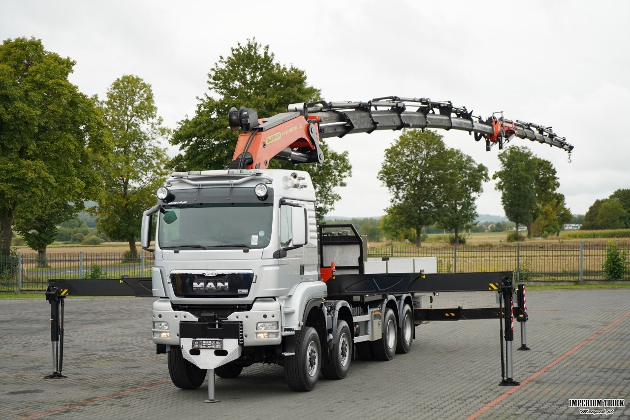 MAN TGS 41.480 / 8X6 / SKRZYNIOWY + HDS PALFINGER PK 92002-SH F + FLY JIB 170 E / WYSIĘG 34 M / MAX UDŹWIG 26 000 KG / STEROWANIE RADIOWE / 5 PODPÓR / 7 FUNKCJI / FULL SERWIS MAN / FULL SERWIS PALFING - Dropside/ Flatbed truck, Crane truck: picture 3 MAN TGS 41.480 / 8X6 / SKRZYNIOWY + HDS PALFINGER PK 92002-SH F + FLY JIB 170 E / WYSIĘG 34 M / MAX UDŹWIG 26 000 KG / STEROWANIE RADIOWE / 5 PODPÓR / 7 FUNKCJI / FULL SERWIS MAN / FULL SERWIS PALFING - Dropside/ Flatbed truck, Crane truck: picture 3