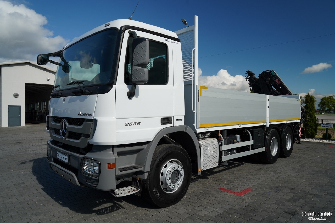 Dropside/ Flatbed truck, Crane truck MERCEDES ACTROS 2636 / 6x4 / SKRZYNIOWY 6,5 M + HDS HIAB 166 E-5 HIDUO / WYSUW 15 M / MOCNA PODŁOGA / STEROWANIE RADIOWE / ROTATOR / SPROWADZONY: picture 8