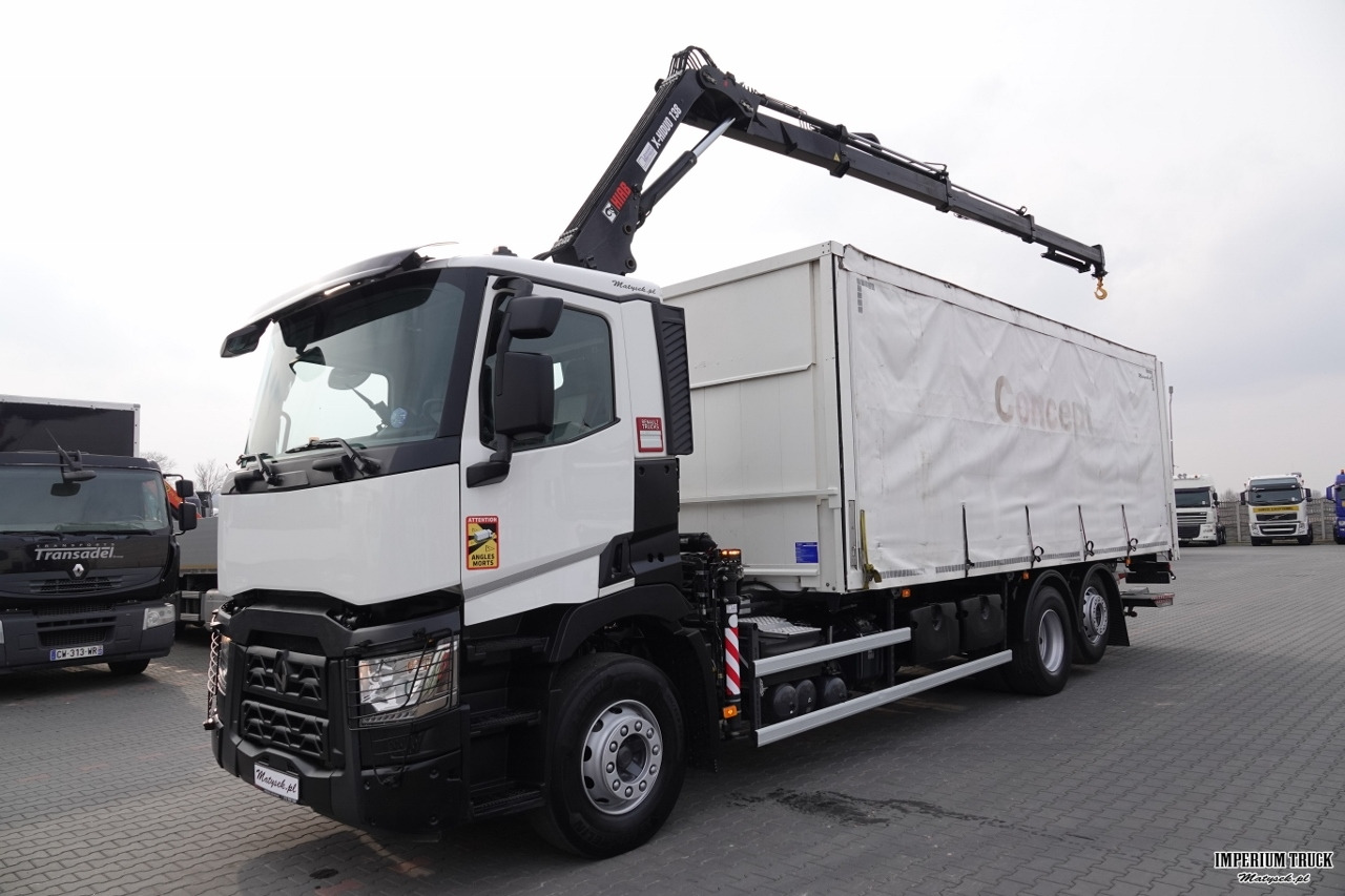 RENAULT C 380 / 6x2 / SKRZYNIOWY / HDS HIAB 138 B-3 WYSÓW 10,5 M / ROTATOR / STEROWANIE RADIOWE / + WINDA ZAŁADOWCZA / ZABUDOWA FIRANKA ZSUWANA / EURO 6 - Curtain side truck, Crane truck: picture 4 RENAULT C 380 / 6x2 / SKRZYNIOWY / HDS HIAB 138 B-3 WYSÓW 10,5 M / ROTATOR / STEROWANIE RADIOWE / + WINDA ZAŁADOWCZA / ZABUDOWA FIRANKA ZSUWANA / EURO 6 - Curtain side truck, Crane truck: picture 4