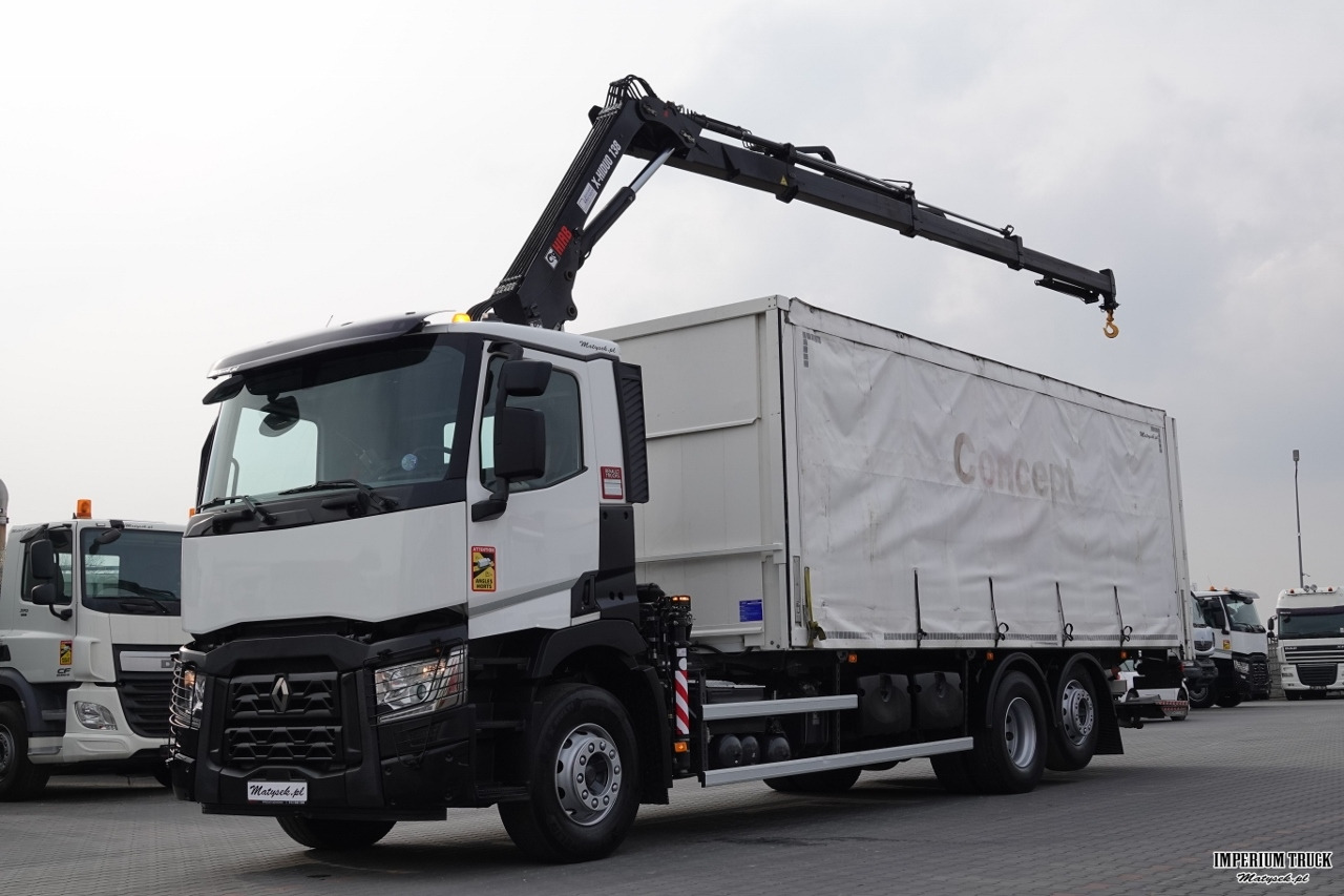 RENAULT C 380 / 6x2 / SKRZYNIOWY / HDS HIAB 138 B-3 WYSÓW 10,5 M / ROTATOR / STEROWANIE RADIOWE / + WINDA ZAŁADOWCZA / ZABUDOWA FIRANKA ZSUWANA / EURO 6 - Curtain side truck, Crane truck: picture 3 RENAULT C 380 / 6x2 / SKRZYNIOWY / HDS HIAB 138 B-3 WYSÓW 10,5 M / ROTATOR / STEROWANIE RADIOWE / + WINDA ZAŁADOWCZA / ZABUDOWA FIRANKA ZSUWANA / EURO 6 - Curtain side truck, Crane truck: picture 3