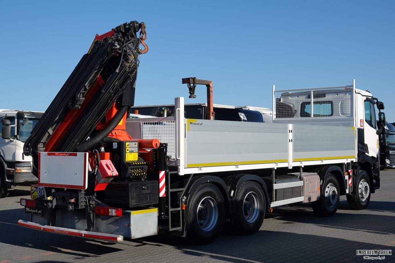 Dropside/ Flatbed truck, Crane truck RENAULT C 430 / 8x4 / SKRZYNIOWY 7 M + HDS PALFINGER 33002 -wysów: 14,5 M / UDŹWIG 9800 KG / STEROWANIE RADIOWE / ROTATOR / EURO 6: picture 8