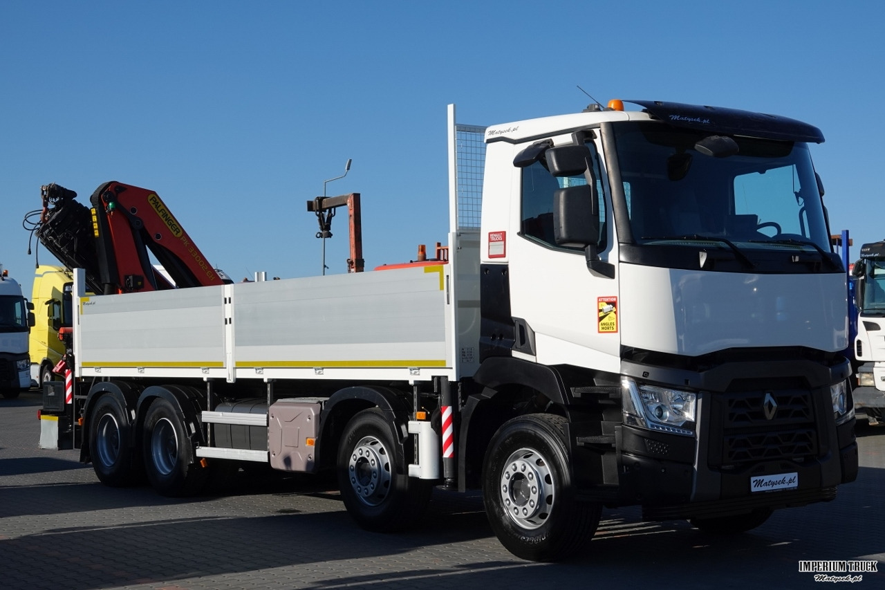 Dropside/ Flatbed truck, Crane truck RENAULT C 430 / 8x4 / SKRZYNIOWY 7 M + HDS PALFINGER 33002 -wysów: 14,5 M / UDŹWIG 9800 KG / STEROWANIE RADIOWE / ROTATOR / EURO 6: picture 9