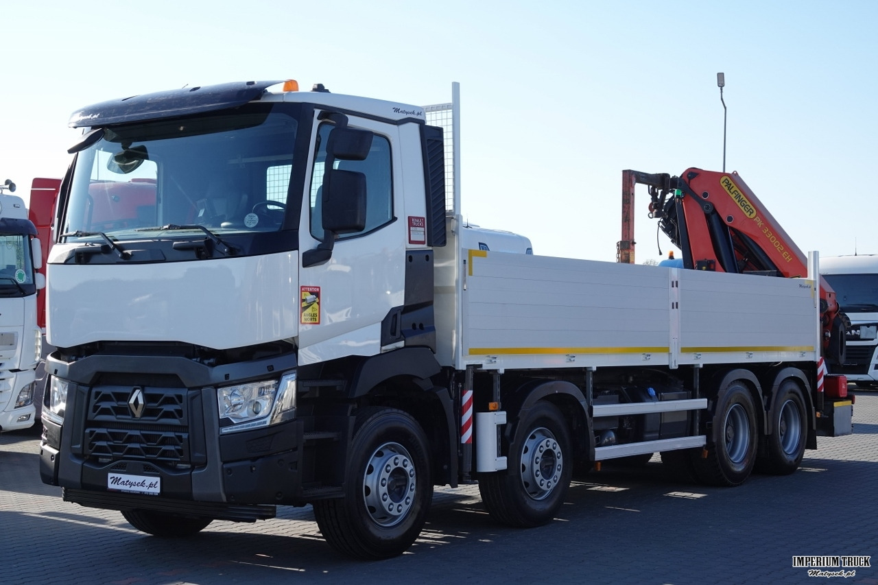 Dropside/ Flatbed truck, Crane truck RENAULT C 430 / 8x4 / SKRZYNIOWY 7 M + HDS PALFINGER 33002 -wysów: 14,5 M / UDŹWIG 9800 KG / STEROWANIE RADIOWE / ROTATOR / EURO 6: picture 6