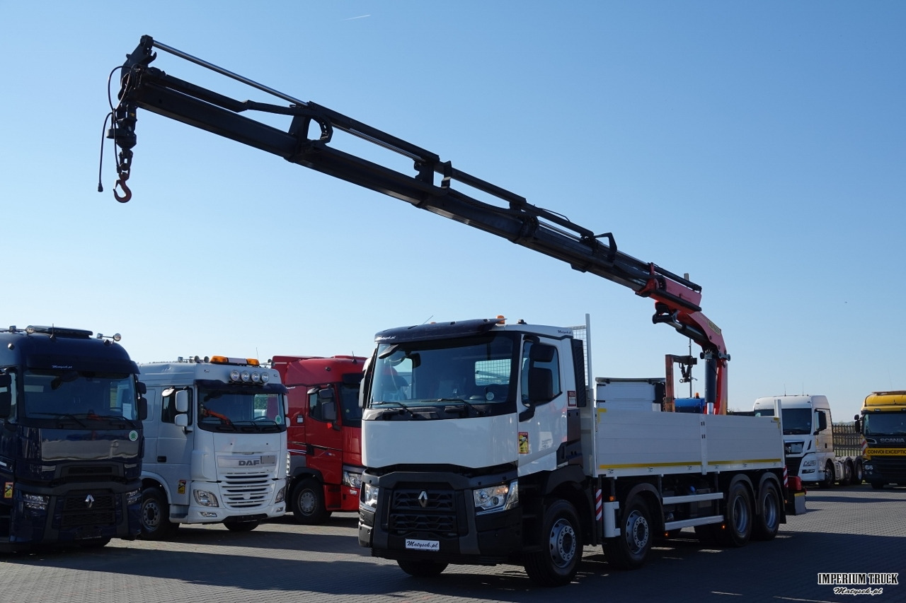 RENAULT C 430 / 8x4 / SKRZYNIOWY 7 M + HDS PALFINGER 33002 -wysów: 14,5 M / UDŹWIG 9800 KG / STEROWANIE RADIOWE / ROTATOR / EURO 6 - Dropside/ Flatbed truck, Crane truck: picture 1 RENAULT C 430 / 8x4 / SKRZYNIOWY 7 M + HDS PALFINGER 33002 -wysów: 14,5 M / UDŹWIG 9800 KG / STEROWANIE RADIOWE / ROTATOR / EURO 6 - Dropside/ Flatbed truck, Crane truck: picture 1