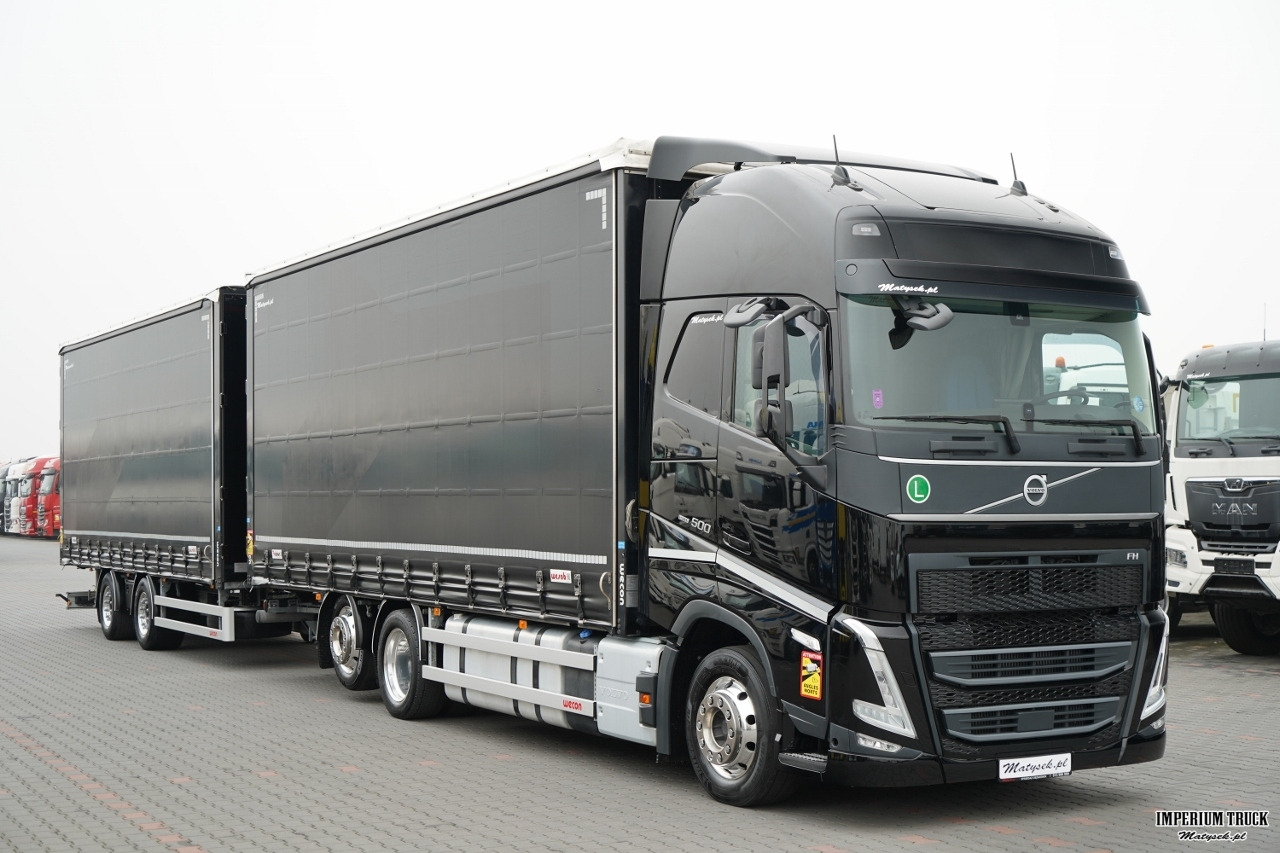 VOLVO FH 500 / XXL / ZESTAW TANDEM PRZEJAZDOWY 120 M3 / 2024 / KLIMATYZACJA POSTOJOWA / ZAWIESIE DOKI DO WÓZKA / OŚ PODNOSZONA / ALUFELGI / PRZYCZEPA WECON / PO KONTRAKCIE SERWISOWYM - Curtain side truck: picture 1 VOLVO FH 500 / XXL / ZESTAW TANDEM PRZEJAZDOWY 120 M3 / 2024 / KLIMATYZACJA POSTOJOWA / ZAWIESIE DOKI DO WÓZKA / OŚ PODNOSZONA / ALUFELGI / PRZYCZEPA WECON / PO KONTRAKCIE SERWISOWYM - Curtain side truck: picture 1