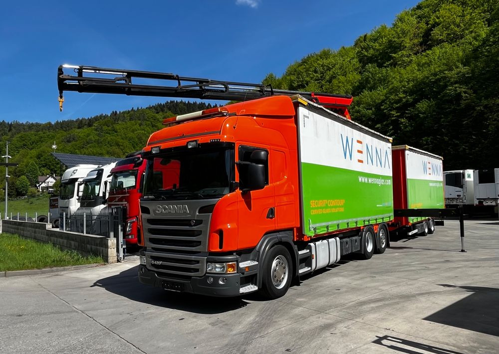 Scania G420 // Tandem // HDS Palfinger 18002 EH // Przyczepa // Oś skrętna podnoszona // Video !!! - Curtain side truck, Curtainsider trailer: picture 1 Scania G420 // Tandem // HDS Palfinger 18002 EH // Przyczepa // Oś skrętna podnoszona // Video !!! - Curtain side truck, Curtainsider trailer: picture 1