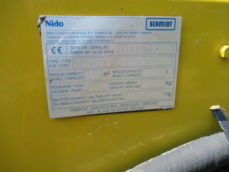 Sand/ Salt spreader NIDO STRATOS B11-24 PAXN 1,1 m3 + 500L Zoutstrooier Salzstreuer: picture 8