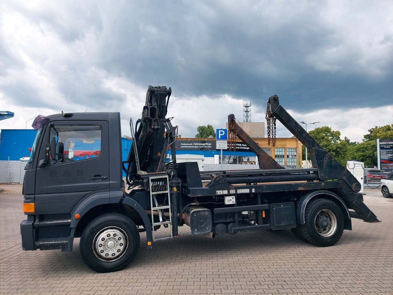 Tipper, Crane truck Mercedes-Benz Actros 1828 Hiab Absetzkipper Hiab Kran Absetzer: picture 9
