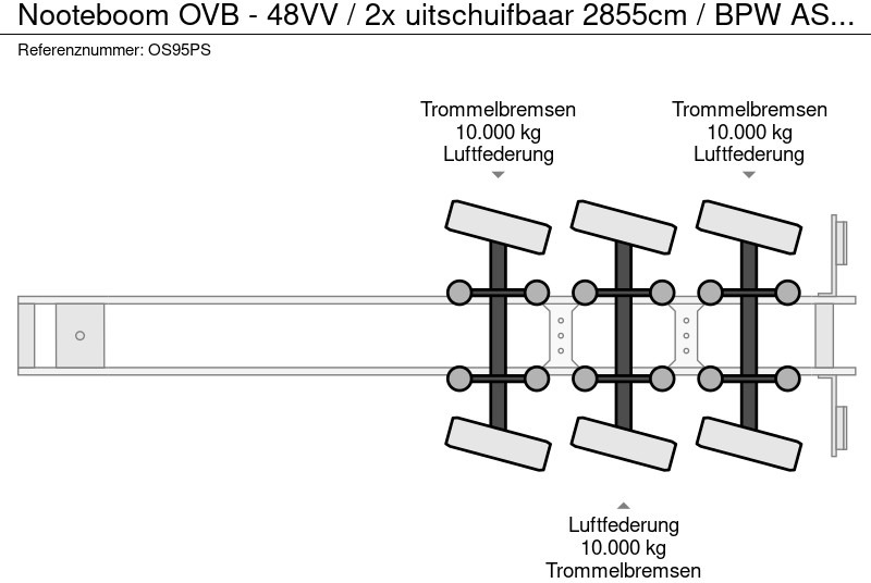 Dropside/ Flatbed semi-trailer Nooteboom OVB - 48VV / 2x uitschuifbaar 2855cm / BPW ASSEN / 3x hydraulisch gestuurd / APK - TUV OKTOBER 2025 /: picture 12