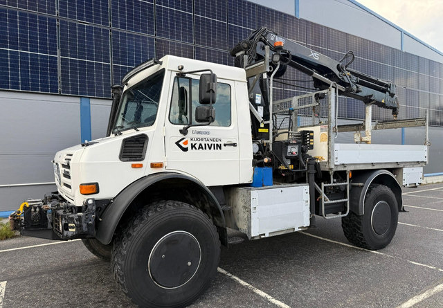 Mercedes-BenzUnimog U5000 + Hiab 099 E-4 - Dropside/ Flatbed truck, Crane truck: picture 1 Mercedes-BenzUnimog U5000 + Hiab 099 E-4 - Dropside/ Flatbed truck, Crane truck: picture 1