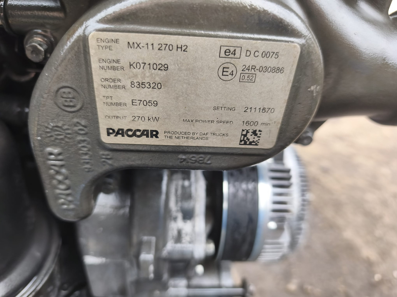 DAF Paccar MX-11 270 H2 DAF CF - Engine for Truck: picture 2 DAF Paccar MX-11 270 H2 DAF CF - Engine for Truck: picture 2