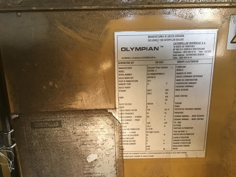 Perkins OLYMPIAN GEH250 GENERATOR 250KVA FOR PARTS - Generator set: picture 3 Perkins OLYMPIAN GEH250 GENERATOR 250KVA FOR PARTS - Generator set: picture 3
