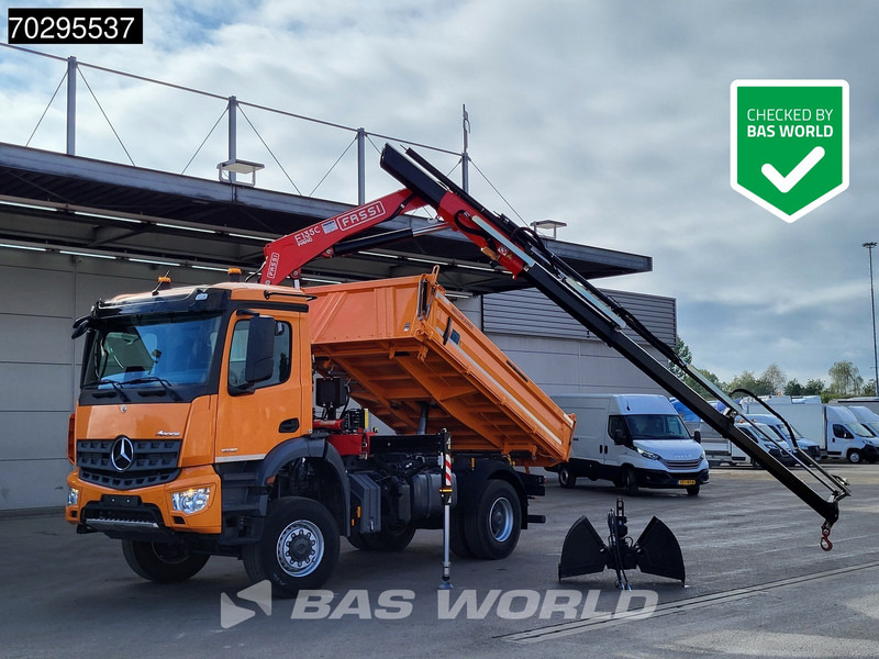 Mercedes-Benz Arocs 1835 4X4 4x4 Fassi F135AC.0.24 Crane Kran Meiller 3-Way Tipper Big-Axle - Tipper, Crane truck: picture 1 Mercedes-Benz Arocs 1835 4X4 4x4 Fassi F135AC.0.24 Crane Kran Meiller 3-Way Tipper Big-Axle - Tipper, Crane truck: picture 1
