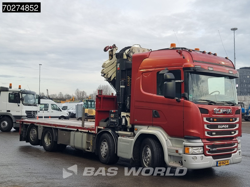 Dropside/ Flatbed truck, Crane truck Scania G450 8X2 NL-Truck Hiab X-HIPRO 1058EP-6 Kran Front stab Retarder Euro 6: picture 14