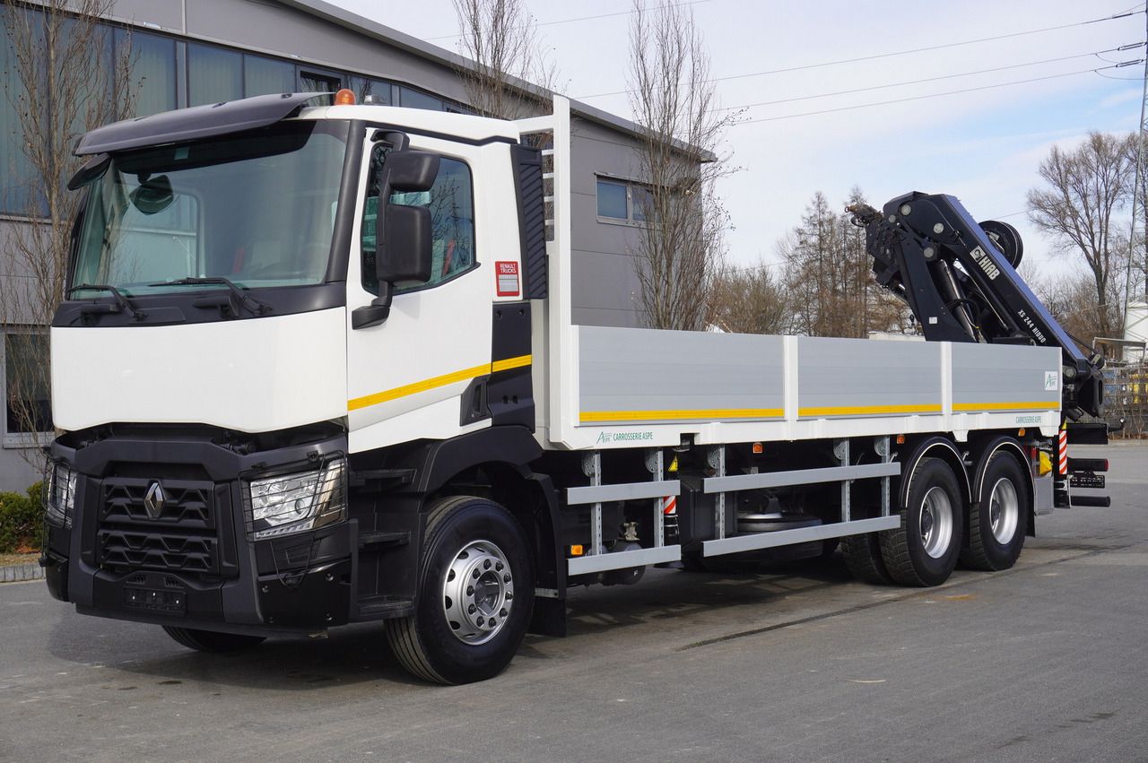 RENAULT C430 / 15 m crane HIAB 244 EP-5 HIDUO 8400 kg / Platform with stanchions - Timber truck, Crane truck: picture 3 RENAULT C430 / 15 m crane HIAB 244 EP-5 HIDUO 8400 kg / Platform with stanchions - Timber truck, Crane truck: picture 3