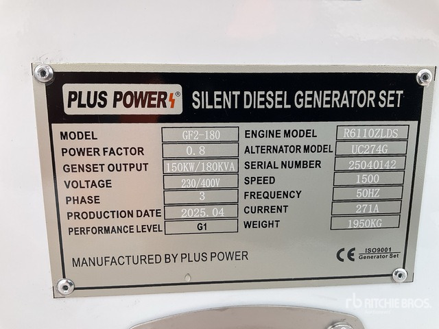 2025 Plus Power GF2-180 180 kVA (Unused) Generator Set - Generator set: picture 1 2025 Plus Power GF2-180 180 kVA (Unused) Generator Set - Generator set: picture 1