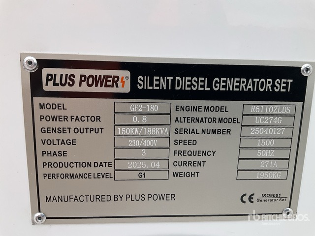 2025 Plus Power GF2-180 180 kVA (Unused) Generator Set - Generator set: picture 1 2025 Plus Power GF2-180 180 kVA (Unused) Generator Set - Generator set: picture 1