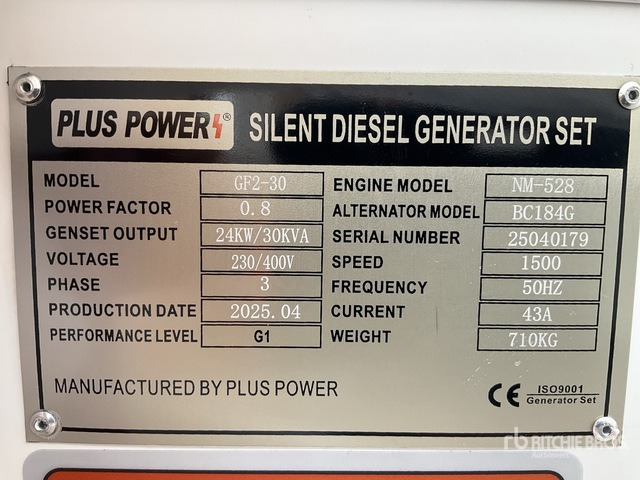2025 Plus Power GF2-30 30 kVA (Unused) Generator Set - Generator set: picture 1 2025 Plus Power GF2-30 30 kVA (Unused) Generator Set - Generator set: picture 1