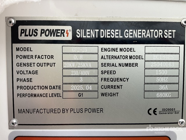 2025 Plus Power GF2-30 30 kVA (Unused) Generator Set - Generator set: picture 1 2025 Plus Power GF2-30 30 kVA (Unused) Generator Set - Generator set: picture 1