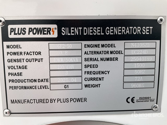 2025 Plus Power GF2-50 50 kVA (Unused) Generator Set - Generator set: picture 2 2025 Plus Power GF2-50 50 kVA (Unused) Generator Set - Generator set: picture 2