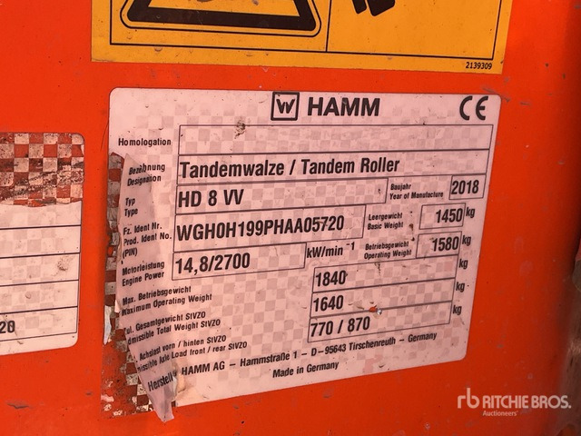 2018 Hamm HD8VV Double Drum Roller - Roller: picture 1 2018 Hamm HD8VV Double Drum Roller - Roller: picture 1