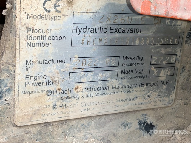2022 Hitachi ZX26U-6 Mini Excavator: <6.6t - Mini excavator: picture 2 2022 Hitachi ZX26U-6 Mini Excavator: <6.6t - Mini excavator: picture 2