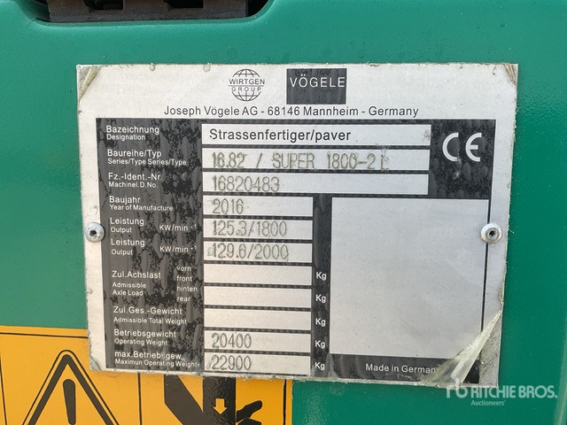 2016 Vogele Super S1800-2L Track Asphalt Paver - Flail mower/ Mulcher: picture 1 2016 Vogele Super S1800-2L Track Asphalt Paver - Flail mower/ Mulcher: picture 1