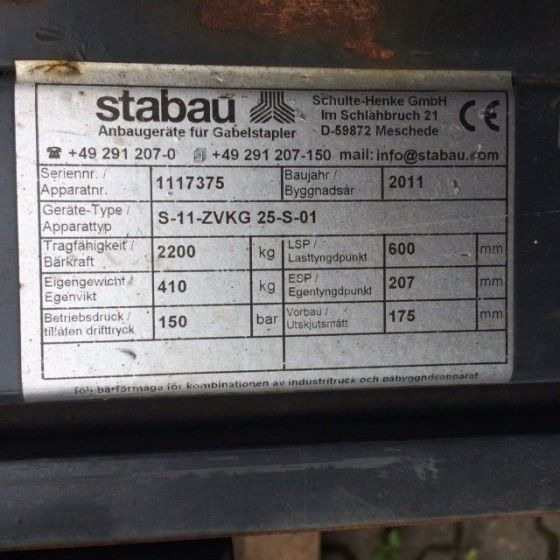 Stabau Fork positioner with separate side shift - Attachment for Material handling equipment: picture 1 Stabau Fork positioner with separate side shift - Attachment for Material handling equipment: picture 1