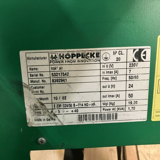 Electrical system for Material handling equipment Hoppecke E230 G24/50 B-F14 H0-HF Trak Air: picture 6