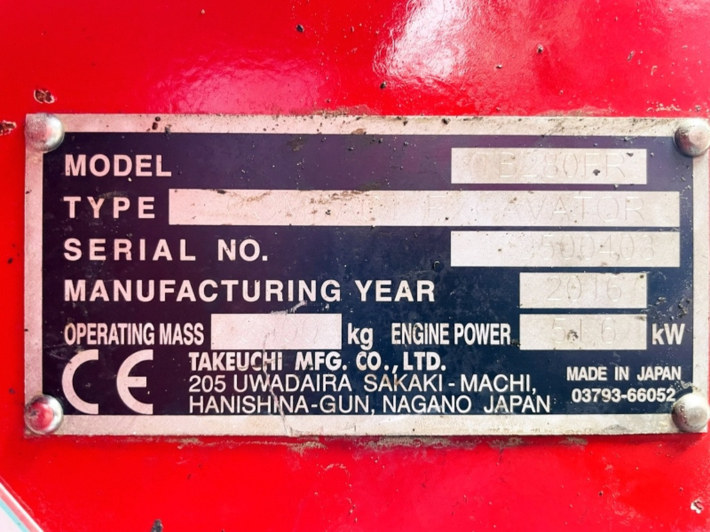 Takeuchi TB280FR (4051) - Mini excavator: picture 3 Takeuchi TB280FR (4051) - Mini excavator: picture 3