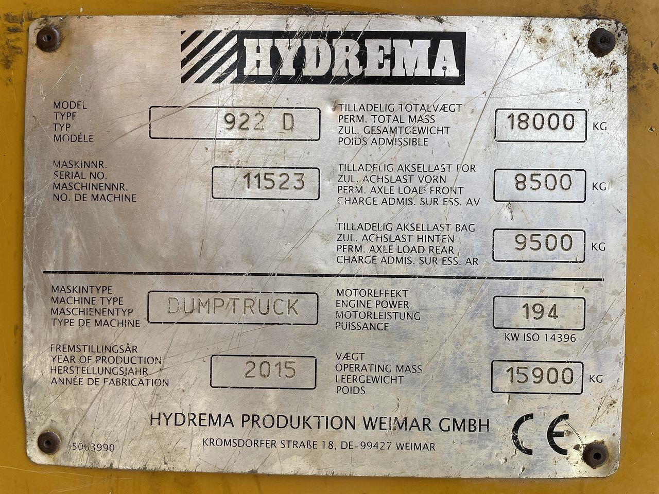 Articulated dumper Hydrema 922D: picture 11