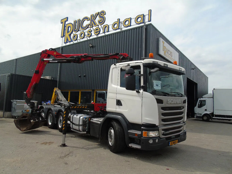 Scania G450 + PALFINGER Q20 + 8X2 + REMOTE + STEERING AXLE + EURO 6 - Hook lift truck, Crane truck: picture 2 Scania G450 + PALFINGER Q20 + 8X2 + REMOTE + STEERING AXLE + EURO 6 - Hook lift truck, Crane truck: picture 2