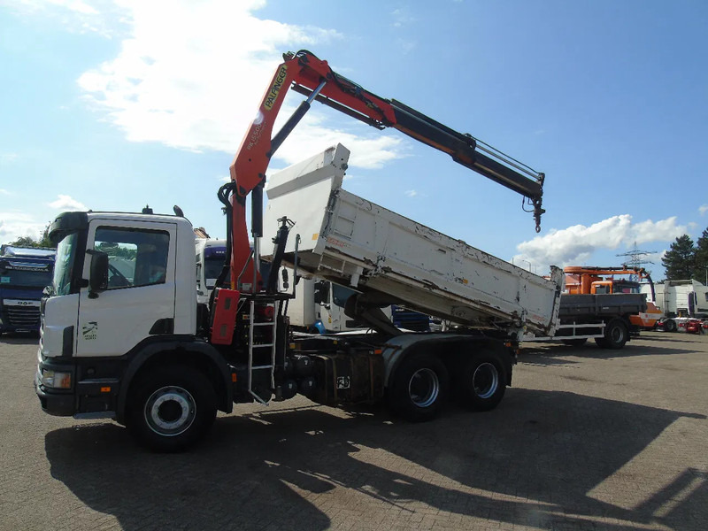 Scania T114-380 + 3SIDE TIPPER + PALFINGER PK155 + 6X4 + MANUAL + SPRING - Crane truck: picture 2 Scania T114-380 + 3SIDE TIPPER + PALFINGER PK155 + 6X4 + MANUAL + SPRING - Crane truck: picture 2