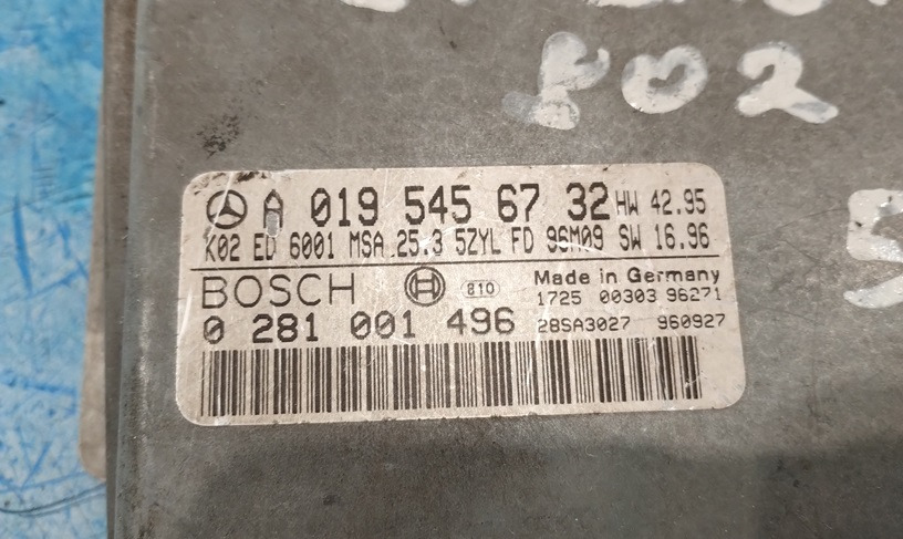 STEROWNIK SILNIKA MERCEDES SPRINTER OM602 2.9 0195456732 0281001496 - Electrical system for Commercial vehicle: picture 2 STEROWNIK SILNIKA MERCEDES SPRINTER OM602 2.9 0195456732 0281001496 - Electrical system for Commercial vehicle: picture 2