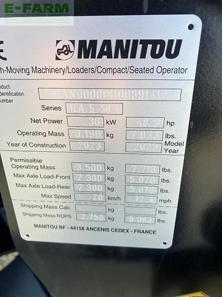 Mini excavator Manitou mla 4-50h knicklader demogerät: picture 9
