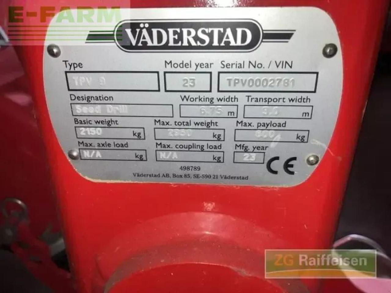 Väderstad tpv 12 - Precision seed drill: picture 4 Väderstad tpv 12 - Precision seed drill: picture 4