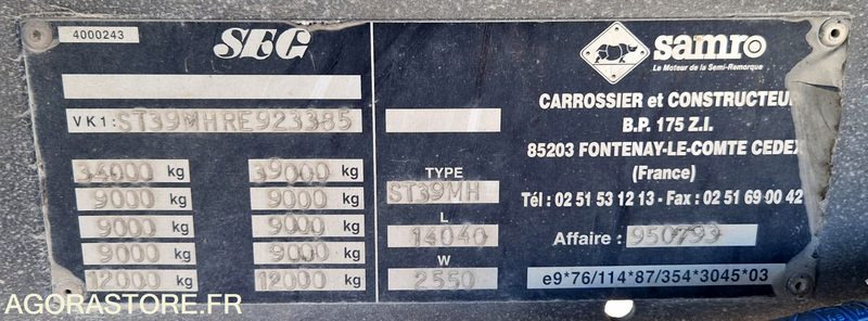 Remorque 3 essieux SAMRO - Semi-trailer: picture 2 Remorque 3 essieux SAMRO - Semi-trailer: picture 2